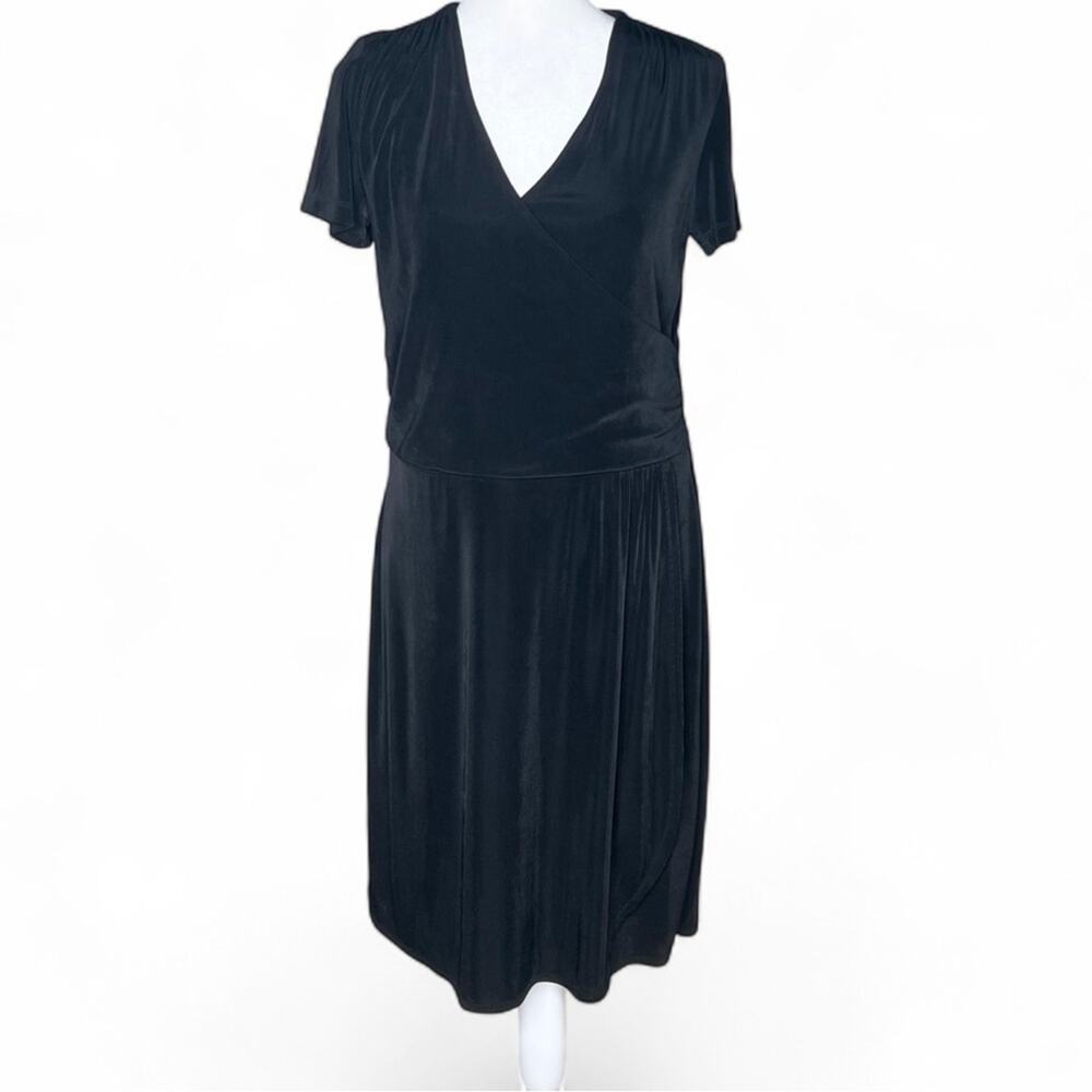 Chico’s Travelers Wrap Dress Black Size M Slinky Stretchy Wess NEW Old Stock